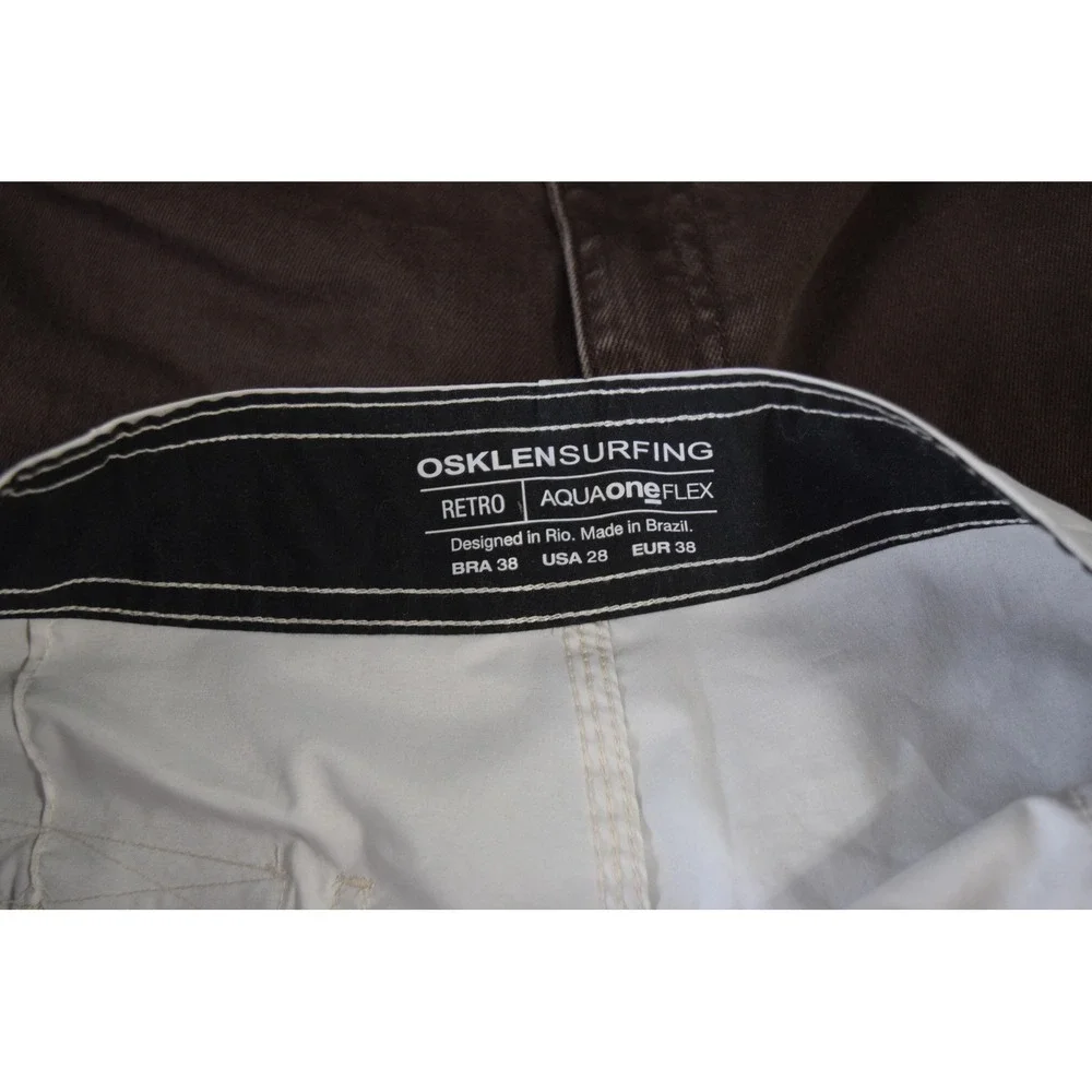 Osklen Surfing Board Shorts 28 Cream Aquaone Retro Stripe Mens Swim Trunks